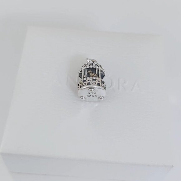 Pandora Song Bird Birdcage Charm Sterling Silver and 14K Gold  with box - Picture 6 of 6